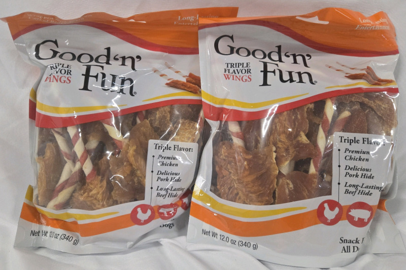 2 New | 340g Good 'N' Fun Triple Flavor Wings Dog Treats