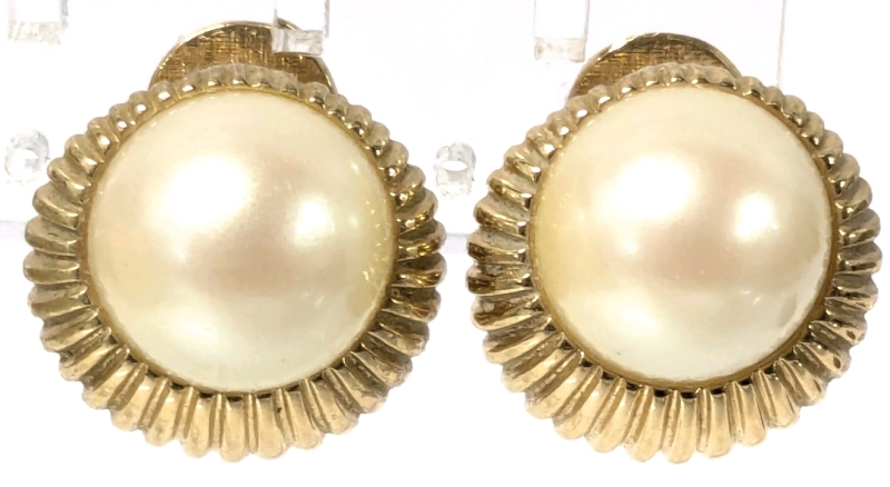 Signed NINA RICCI Vintage Faux Pearl Earrings for Pierced Ears