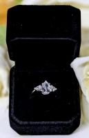 New 925S 2.0ct Simulated Diamond Trinity Ring with Pear Sidestones, Size 7 - Mounted in 925 Sterling Silver with White Gold