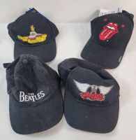 The Rolling Stones , The Beatles & Aerosmith Baseball Caps . One Size