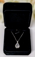 New 925S 3.0ct Teardrop Simulated Diamond Necklace, Adjustable 16" to 17.5" Long - Mounted in 925 Sterling Silver with White Gold Overlay