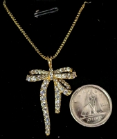 New 14K Gold Plated Bow Cluster Necklace - Chain 17" Long
