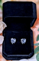 New 925S 2.0ct Each Heart Cut Simulated Diamond Stud Earrings, - Mounted in 925 Sterling Silver with White Gold Overlay