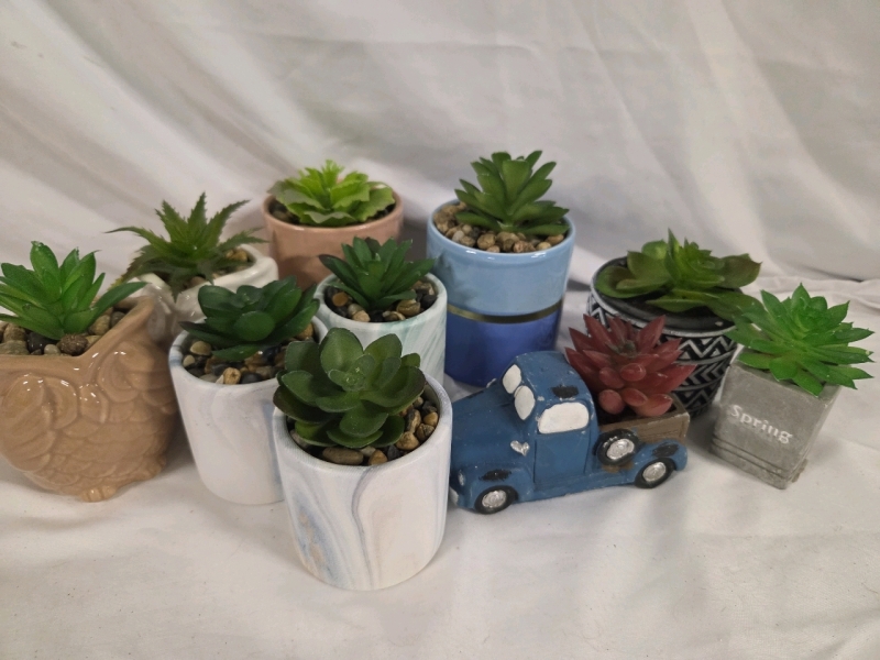 10 New | Miniature Faux Plants | Tallest Measures 3"