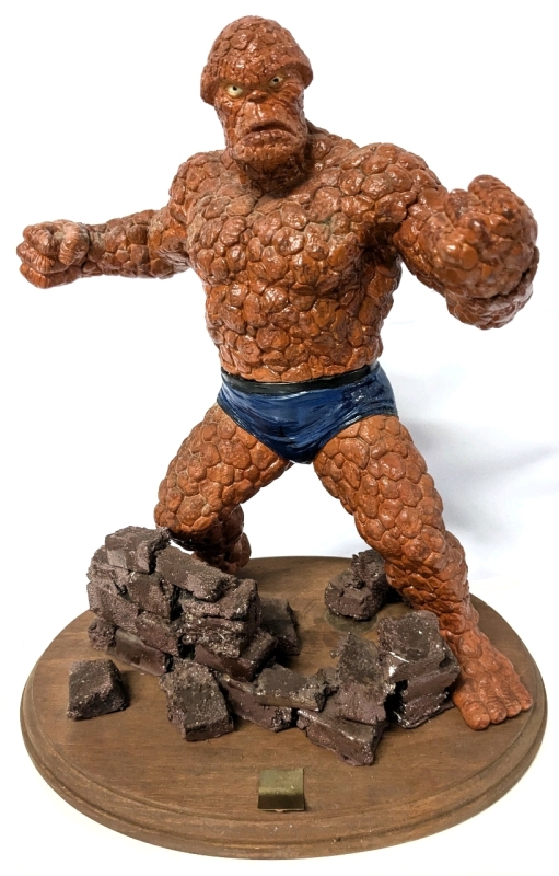 Vintage THE THING Marvel's Fantastic Four Benjamin Grimm Built Horizon Model Kit On Diorama Base 1/6 Scale - 13" Tall