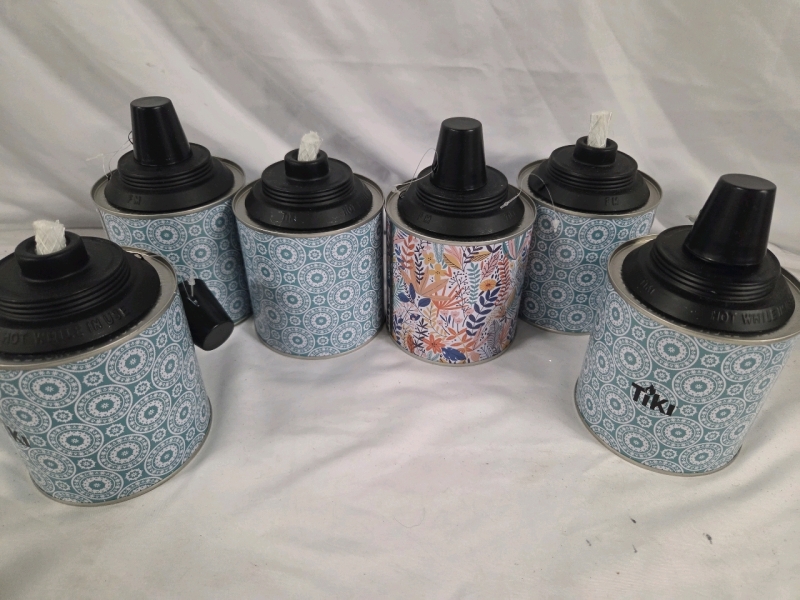 6 New | Tiki Torch Cans | Liquid Not Included | Ea. Measures 4" Tall