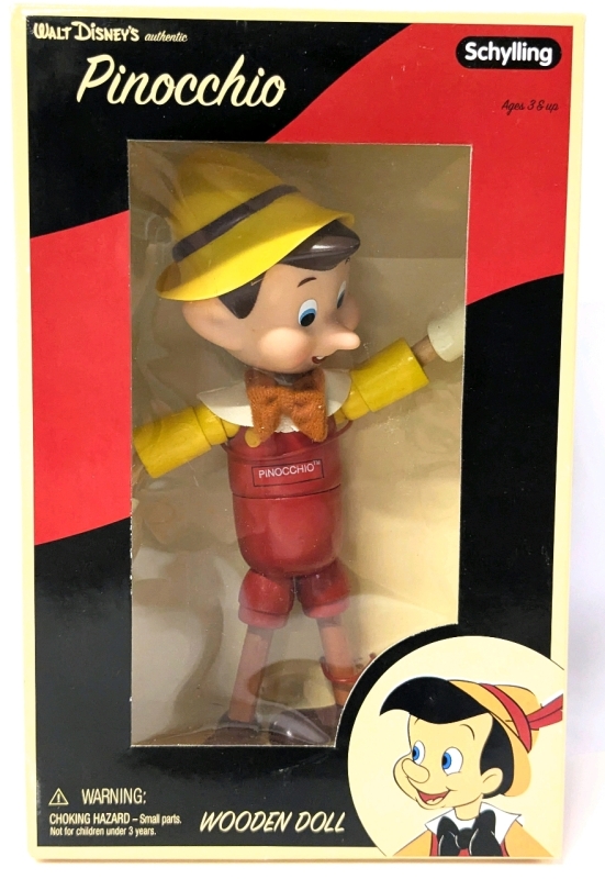 Vintage SCHYLLING Walt Disney's Authentic PINOCCHIO Jointed Wooden Doll - Approx 7" Tall
