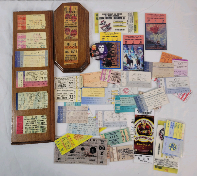 Music Concerts & Sporting Events Ticket Stubs . Will have 4 - 5 Facsimile Ticket Stubs