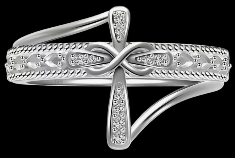 925S Keitel Style CZ Cross Ring Size 7 Stamped