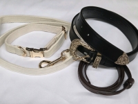 3 New | Belt & Collar Lot | (1) Velvet 42" Dog Leash & Collar & (2) 42" Ladies Belts