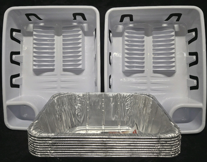 11 New | Assorted Kitchen Items | 2 Plastic Dish Racks & 9 Foil Deep Roaster Pans