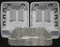 11 New | Assorted Kitchen Items | 2 Plastic Dish Racks & 9 Foil Deep Roaster Pans