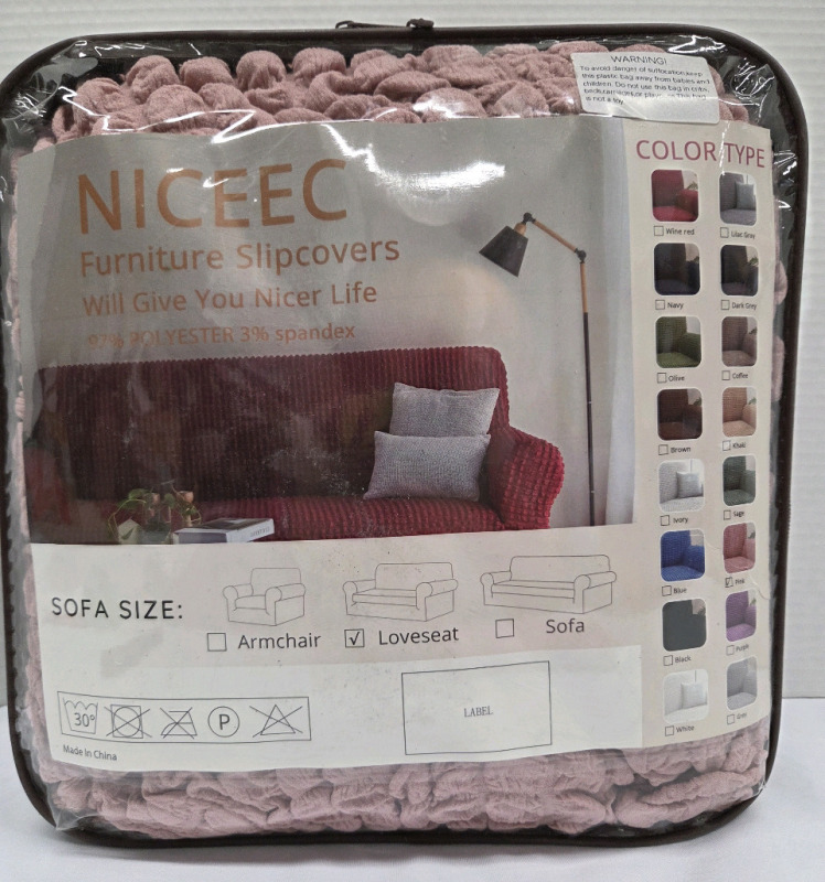 New | Niceec Loveseat Cover in Color Pink