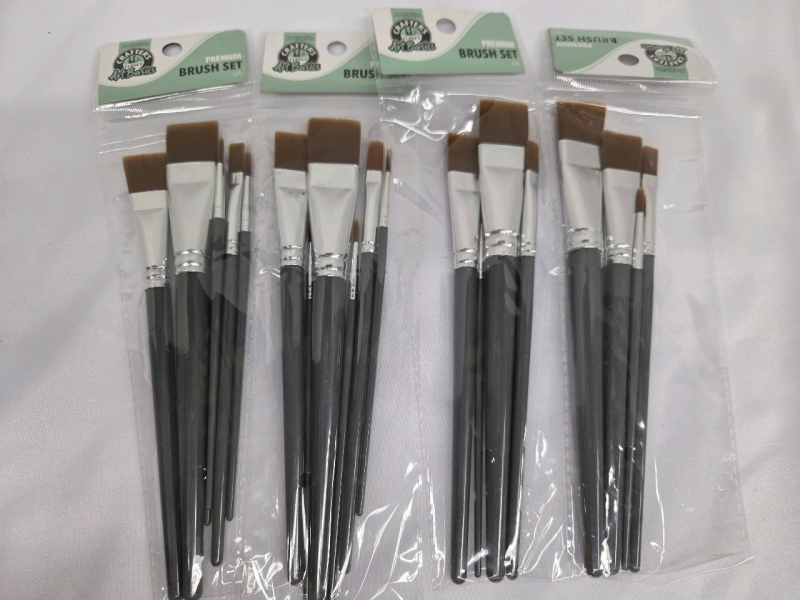 24 New | Crafters Closet Premium Paint Brushes | 4 Sets of 6