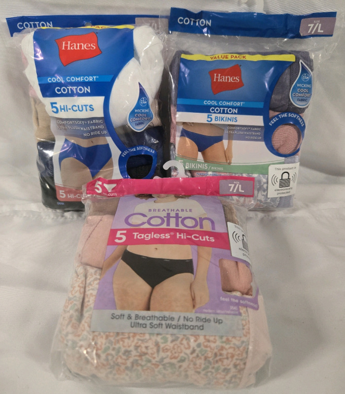 15 New | Size 7/L Hanes Womens Underwear ( Bikinis, Hi-Cuts & Tagless Hi-Cuts