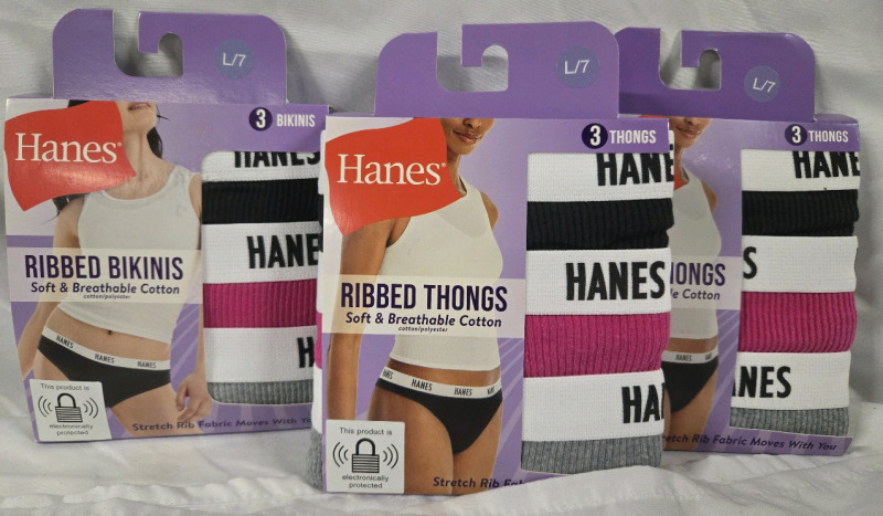 9 New | Size L/7 Hanes Thongs & Bikinis