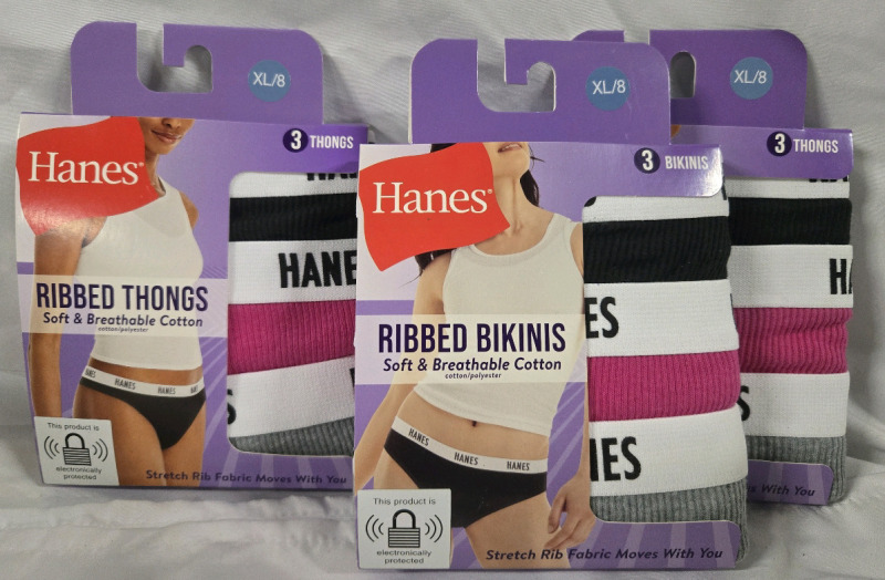 9 New | Size XL/8 Hanes Bikinis & Thongs