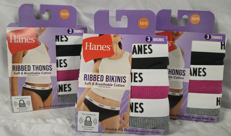 9 New | Size M/6 Hanes Bikinis & Thongs