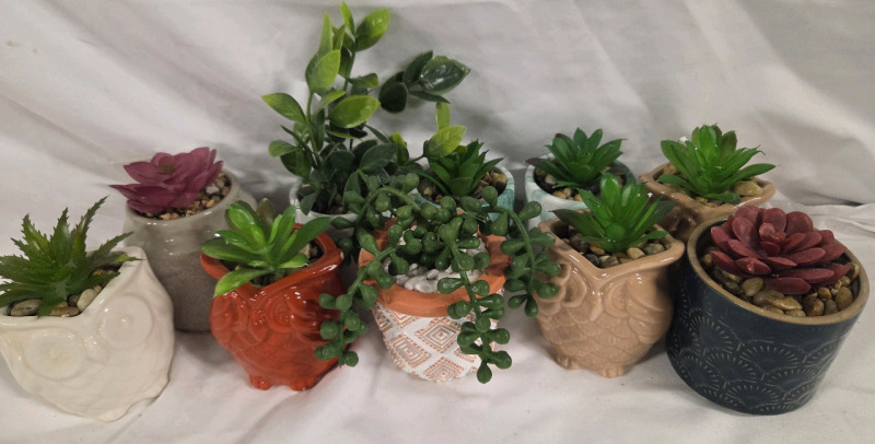 10 New | Assorted Miniature Faux Plants | Tallest Measures 3"