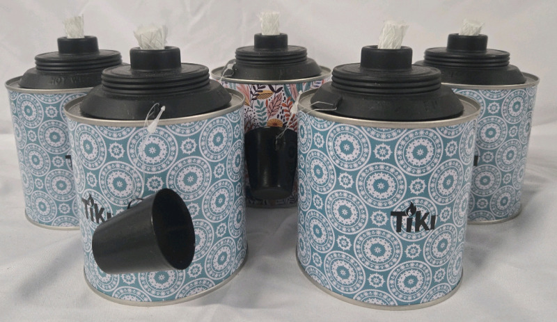 5 New | Tiki Tin Deluxe Table Torches 6" Tall
