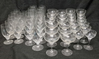 50 Beautiful Vintage Belfor Style Crystal Glasses for Liqueur Cocktails - Clear Stem with Black Core