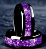 Two 8mm Amethyst Style inlaid Stainless Steel Ring with Sequin Detailing Both Size 13