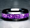 Two 8mm Amethyst Style inlaid Stainless Steel Ring with Sequin Detailing Both Size 13 - 2