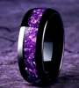 Two 8mm Amethyst Style inlaid Stainless Steel Ring with Sequin Detailing Both Size 13 - 3