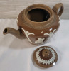 Vintage Dudson Brothers Hanley Jasperware Teapot w/Brown Body and White Relief . Signed on Bottom - 3