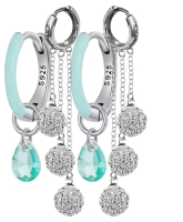 925 Sterling Silver Hoop with not sterling Rhinestone Dangle Earrings Sparkling Shimmer / 2 Piece dangling earrings S925 summer water drop inlaid Rhinestone 1.75 / .75 inch
