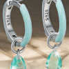 925 Sterling Silver Hoop with not sterling Rhinestone Dangle Earrings Sparkling Shimmer / 2 Piece dangling earrings S925 summer water drop inlaid Rhinestone 1.75 / .75 inch - 2
