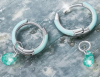 925 Sterling Silver Hoop with not sterling Rhinestone Dangle Earrings Sparkling Shimmer / 2 Piece dangling earrings S925 summer water drop inlaid Rhinestone 1.75 / .75 inch - 3