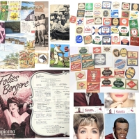 Vintage Ephemera! Can, Beer & Cigar Box Labels, 1963 The Saharan Magazine. Photo Paint of Bob Hope Bing Crosby in "Road to Morocco", Vegas, Casinos & Aruba Post Cards (Blank), Nuagara-on-the-Lake Cards & Envelopes +