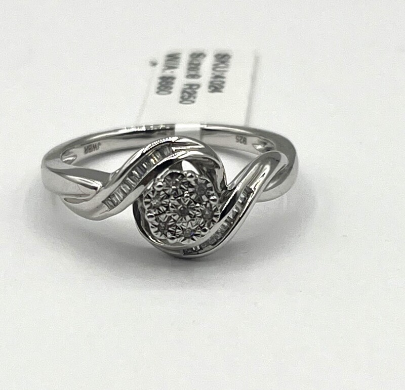 NEW Sterling Silver Natural Diamond (0.11ct) Ring, Size 8, W/A $660.00 (with appraisal) . Diamond is the birthstone for April.