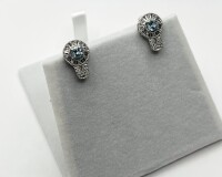 NEW Sterling Silver Natural Blue Topaz (0.58ct) with CZ (0.10ct) Earrings, W/A $395.00 (with appraisal)