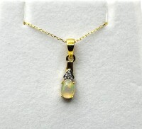 NEW Gold Plated Sterling Silver Jelly Opal (0.81ct) and Natural White Sapphire with Gold Plated Sterling Silver Chain, W/A $355.00 (with appraisal) . Opal is the birthstone for October.