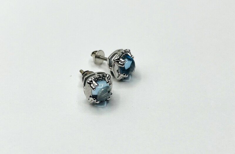 NEW Sterling Silver Natural Blue Topaz (2.9ct) with CZ (0.12ct) Earrings, W/A $485.00 (with appraisal) Blue Topaz is the birthstone for December.