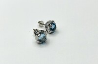 NEW Sterling Silver Natural Blue Topaz (2.9ct) with CZ (0.12ct) Earrings, W/A $485.00 (with appraisal) Blue Topaz is the birthstone for December.