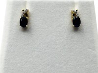 NEW Gold Plated Sterling Silver Blue Sapphire (1.92ct) with CZ (0.08ct) Earrings, W/A (with appraisal) $430.00.
