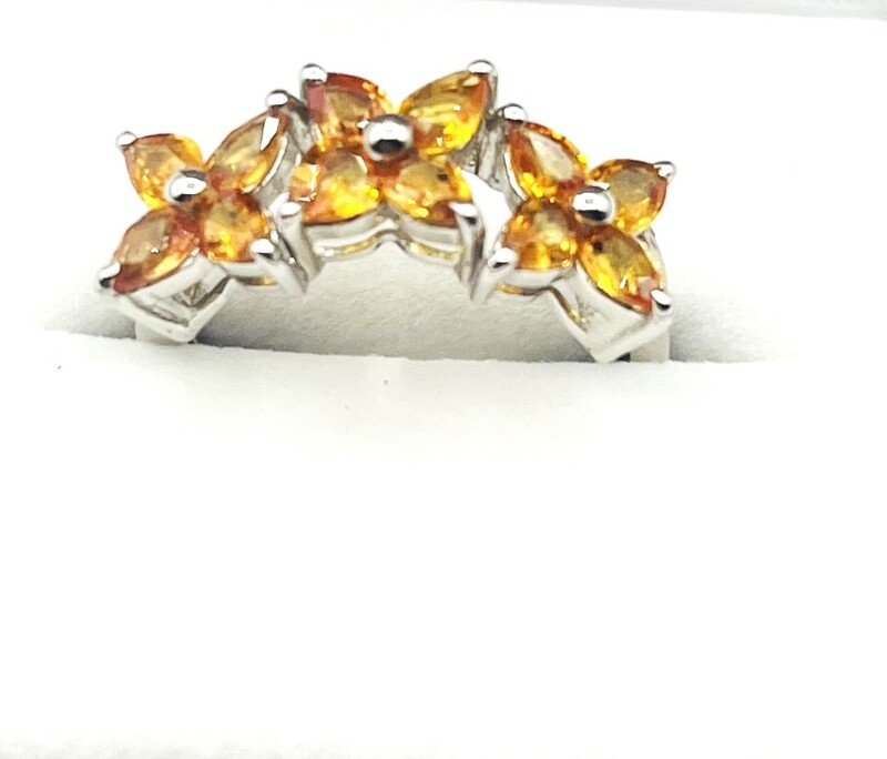 NEW Sterling Silver Natural Orange Sapphire (1.68ct) Ring, Size 7, W/A (with appraisal) $470.00. Sapphire is the birthstone for September.