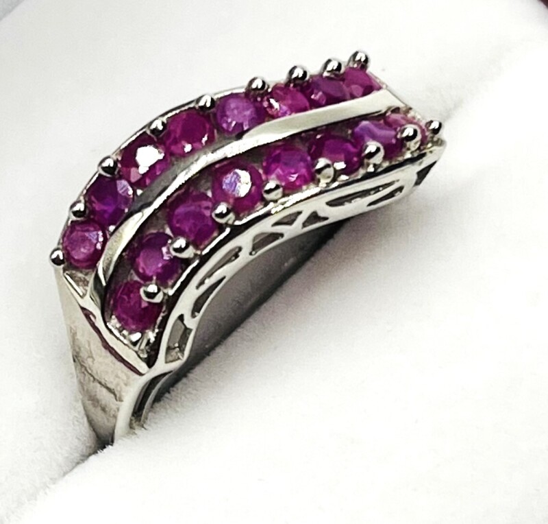 NEW Sterling Silver Natural Rubies (0.65ct) Ring, Size 6.75, W/A (with appraisal) $445.00.Ruby is the birthstone for July.