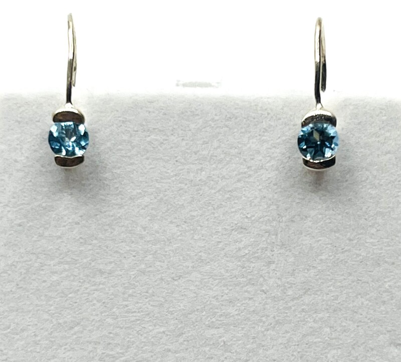 NEW Sterling Silver Natural Blue Topaz (1.18ct) Lever Back Earrings, W/A (with appraisal) $300.00.
