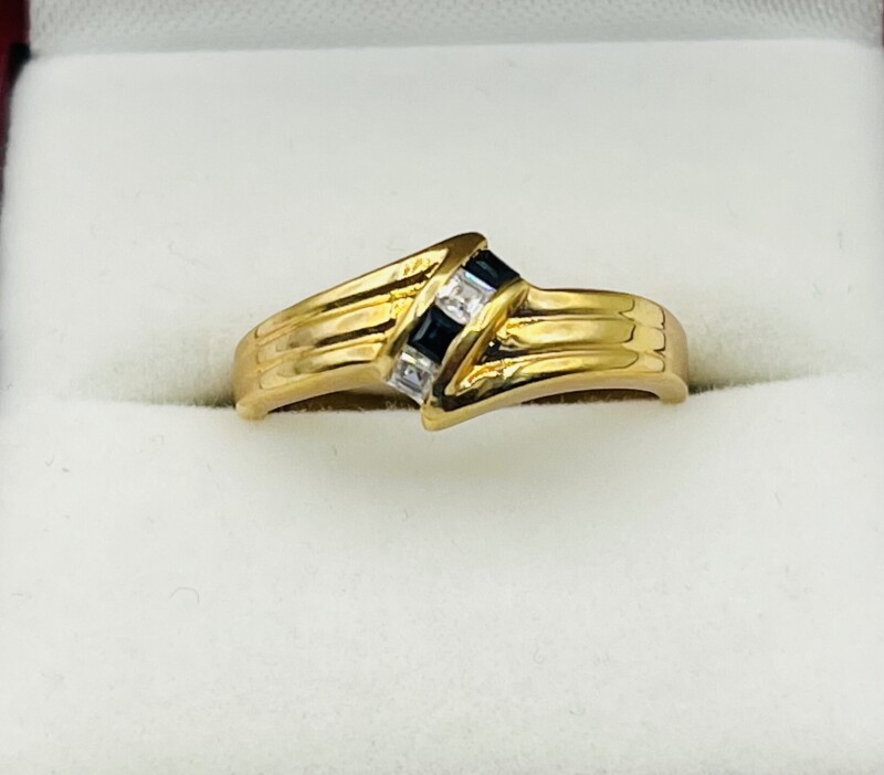 NEW Natural Blue Sapphire (0.10ct) with CZ (0.16ct) Ring, Size 6, W/A (with appraisal) $300.00. Sapphire is the birthstone for September.