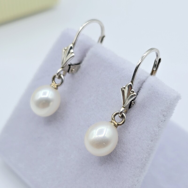 NEW Sterling Silver Freshwater Pearl 7mm-6.6mm Drop Style Earrings, W/A (with appraisal) $565.00.