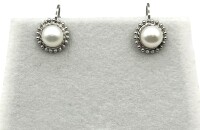 NEW Sterling Silver Freshwater Pearl 6.5-7mm Lever Back Earring, Retail $300.00.