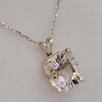 NEW Sterling Silver Natural White Topaz (3.4ct) Pendant with Sterling Silver Chain, Retail $350.00.