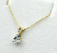 NEW 10KT Yellow Gold Natural Aquamarine (0.55ct) And Diamond with Gold Plated Sterling Silver Chain, Retail $400.00. Aquamarine is the birthstone for March.