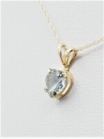 NEW 10KT Yellow Gold Natural Aquamarine (0.64ct) Heart Shape Pendant with Gold Plated Sterling Silver Chain, Retail $350.00. Aquamarine is the birthstone for March.