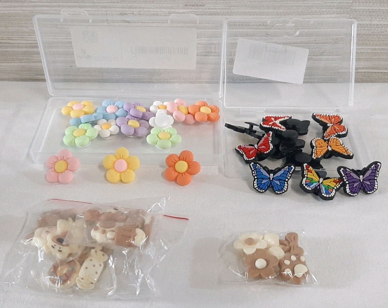 40+ New Croc Style Shoe Charms | Butterfly Themed, Flower Themed & Teddy Bear Themed