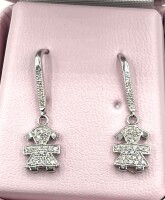NEW Sterling Silver CZ Girl Fingurine Dangling Earring, Retail $200.00.